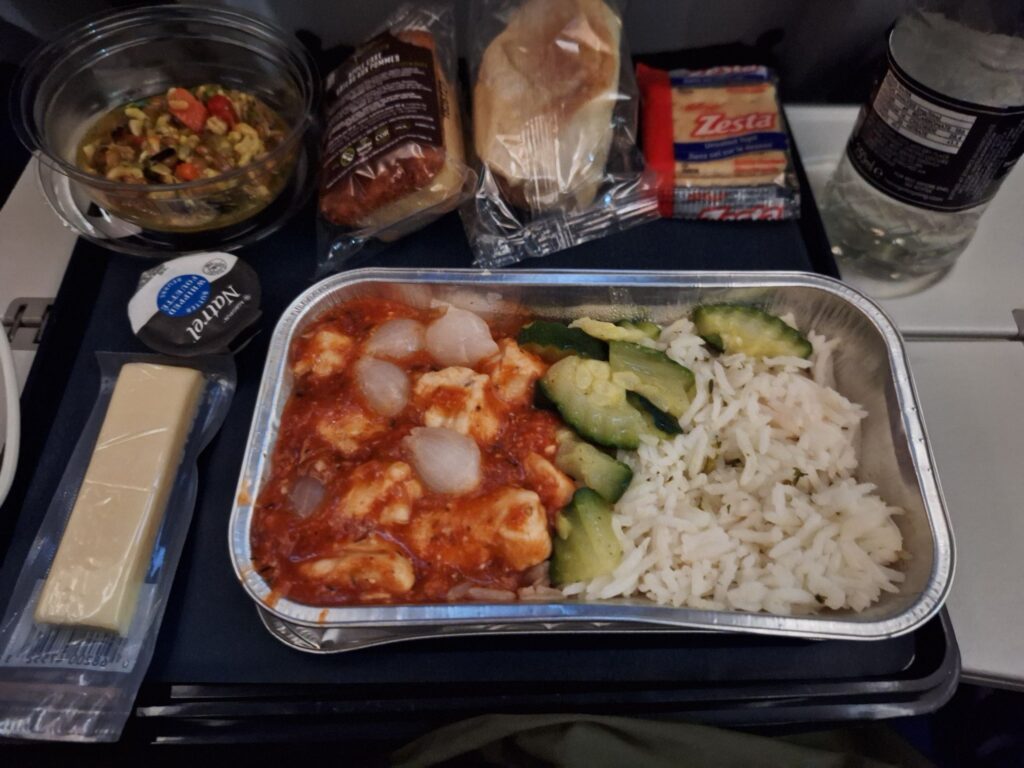 BA94機内で提供された夕食