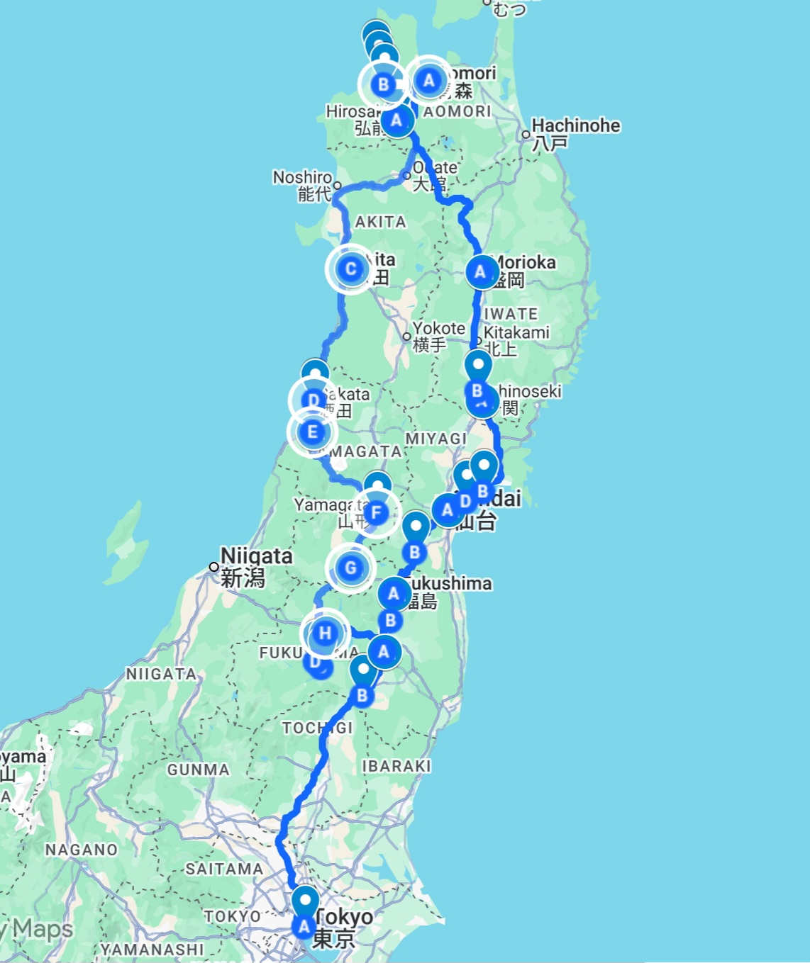 2週間東北旅行プラン