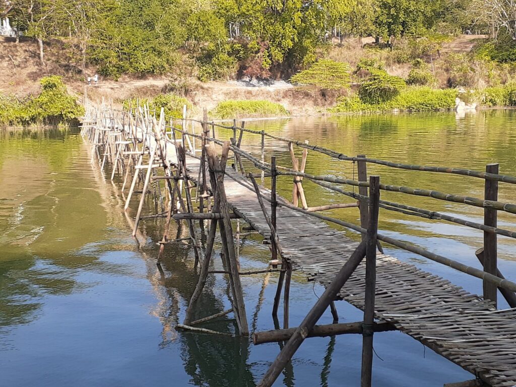 The Bamboo Bridge on the North Side in Luang Prabang