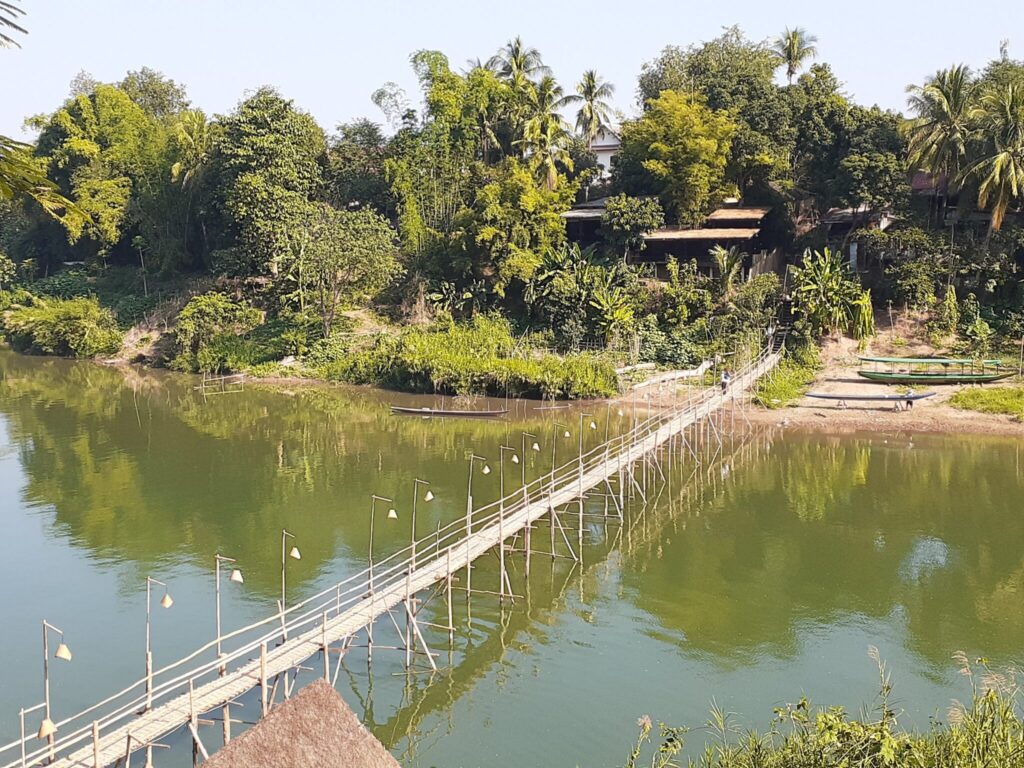 The bamboo bridge on the south side in Luang Prabang