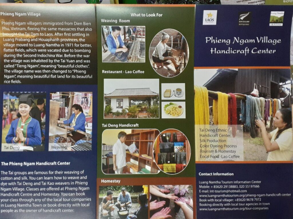 A leaflet available at the Luang Namtha Tourist Information Centre, introducing tourist attractions and activities
