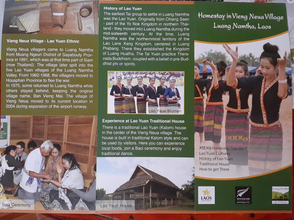 A leaflet available at the Luang Namtha Tourist Information Centre, introducing tourist attractions and activities