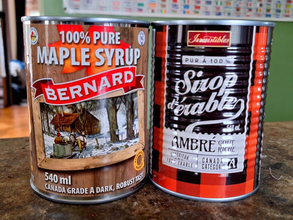 Canned maple syrup made in Quebec 