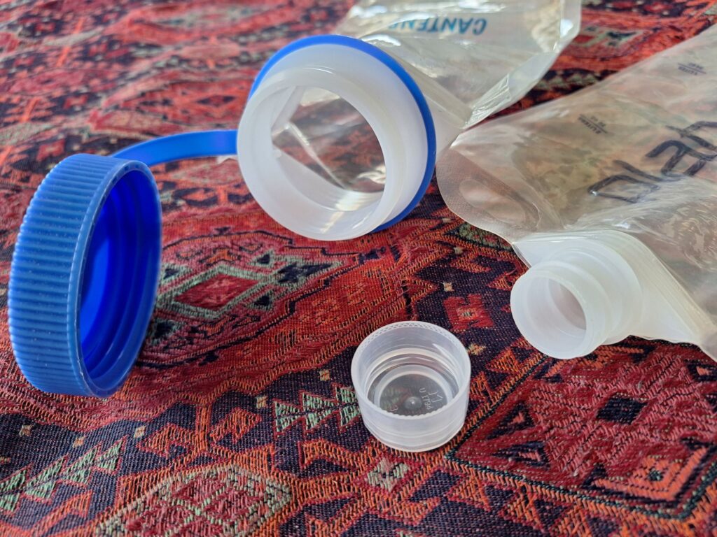 Nalgene Cantene with a wide mouth and Platypus with a small mouth