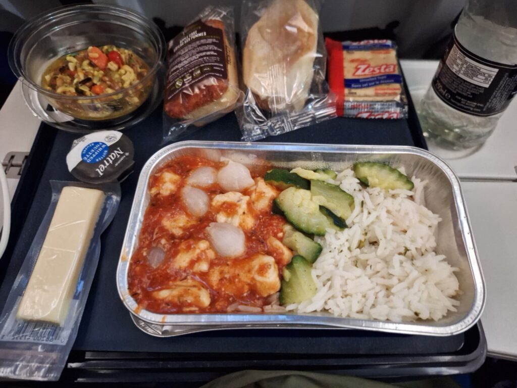 Chicken and rice was served on board BA94