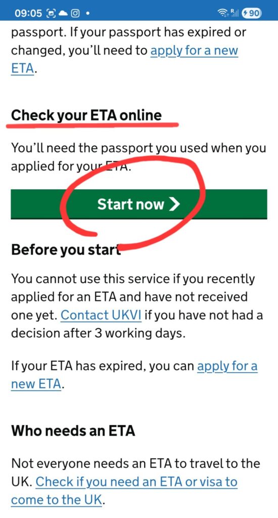 UK ETA official website 
