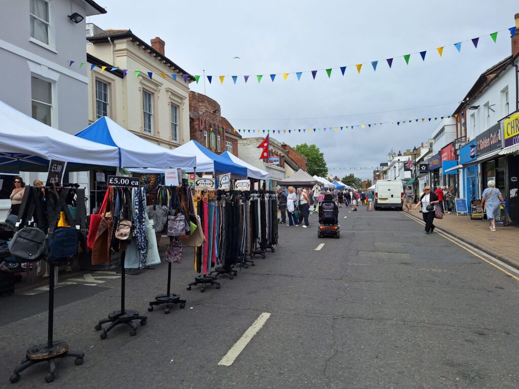 Monday market on the high street in Christchurch 