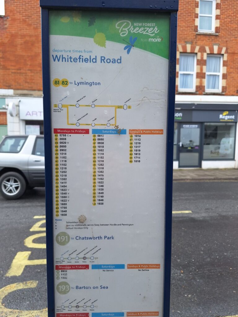 Bus time schedule to Lymington 