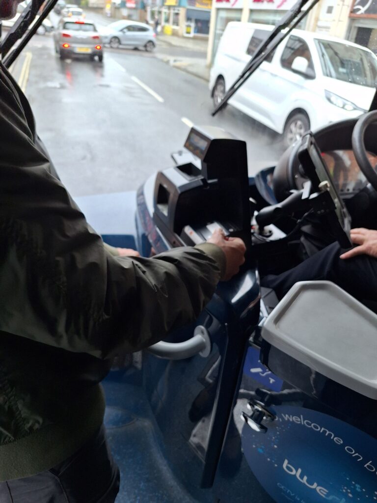 Buying bus tickets by using a credit card in the bus to Lymington from New Milton 