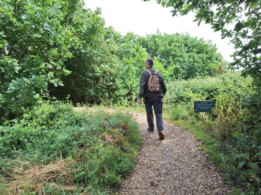 Walking on the public footpath to Lymington nature reserve 
