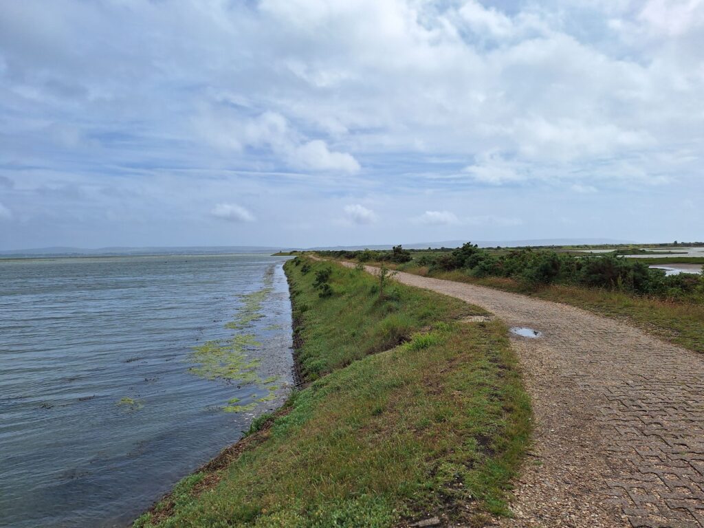 Footpath along the waterfront in Lymington quay to nature reserve 