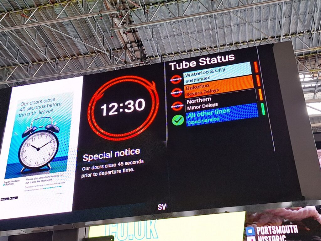 A big board of the information about tube service 