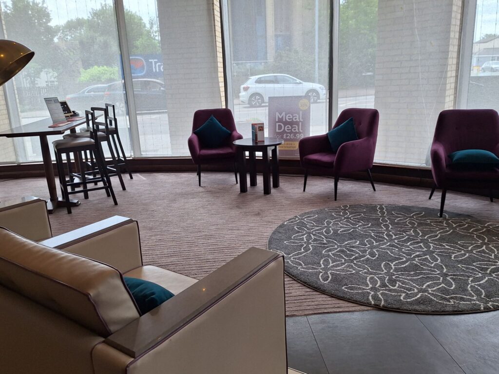 Lounge space in premier Inn Cambridge east