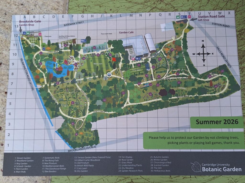 The map of Cambridge university botanical garden
