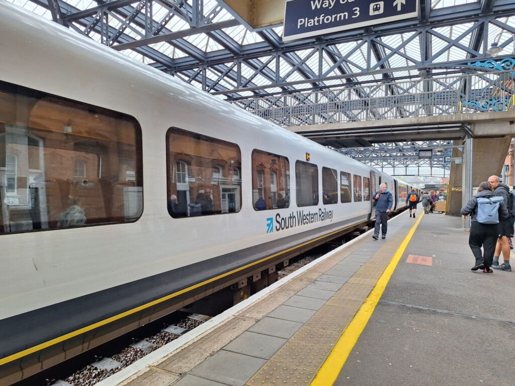 South Western train at Bournemouth railway station in the UK