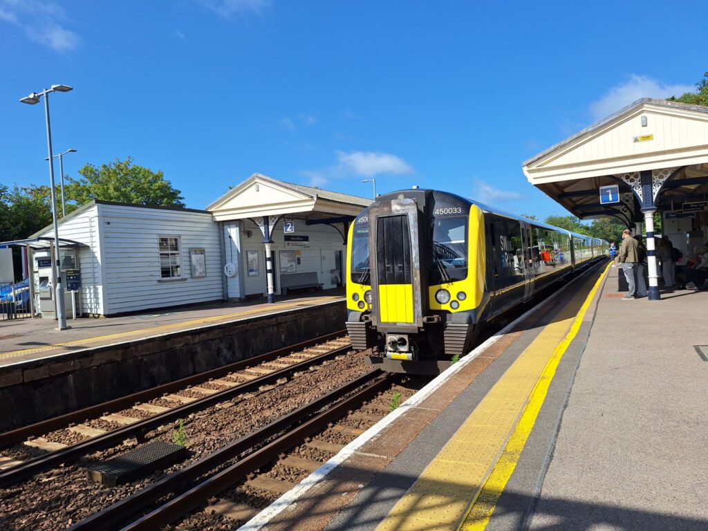 The train for Winchester in New Milton railway station 