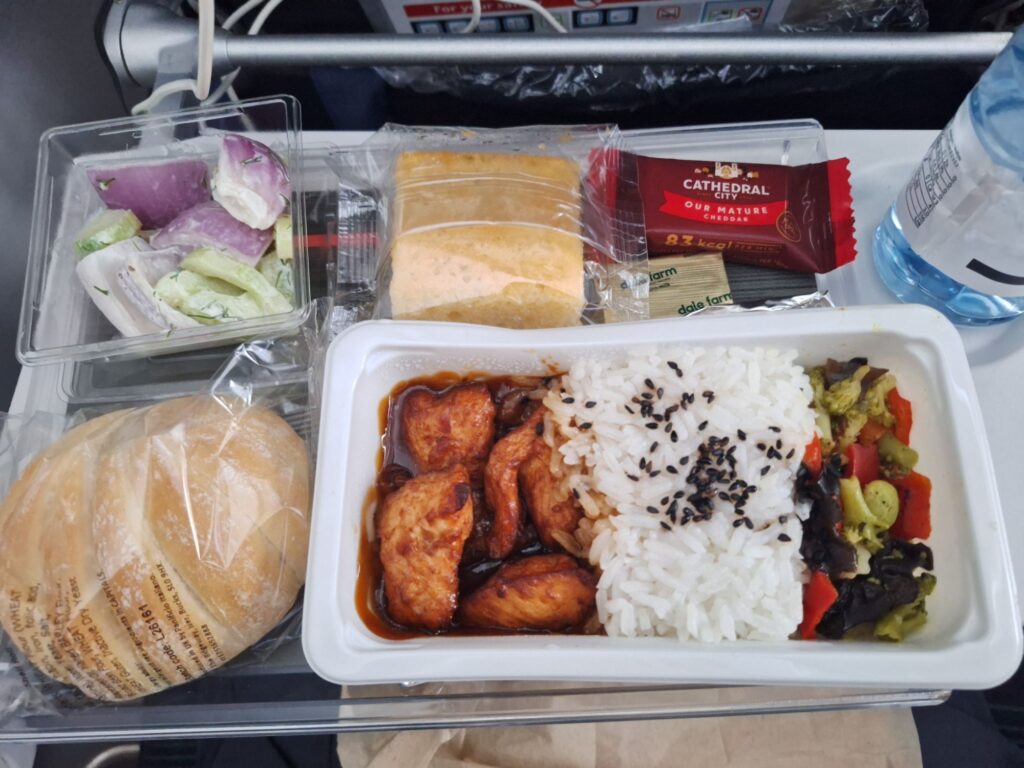 Inflight meal, chicken, in air Canada 