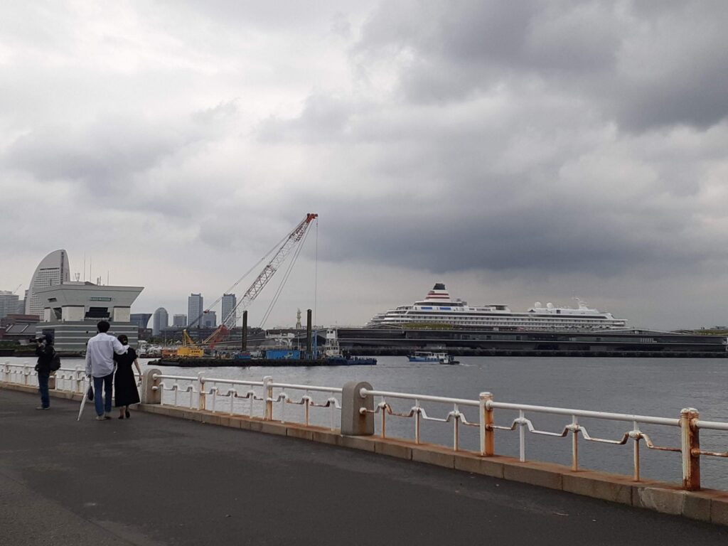 A big cruise ship in Yokohama harbour
