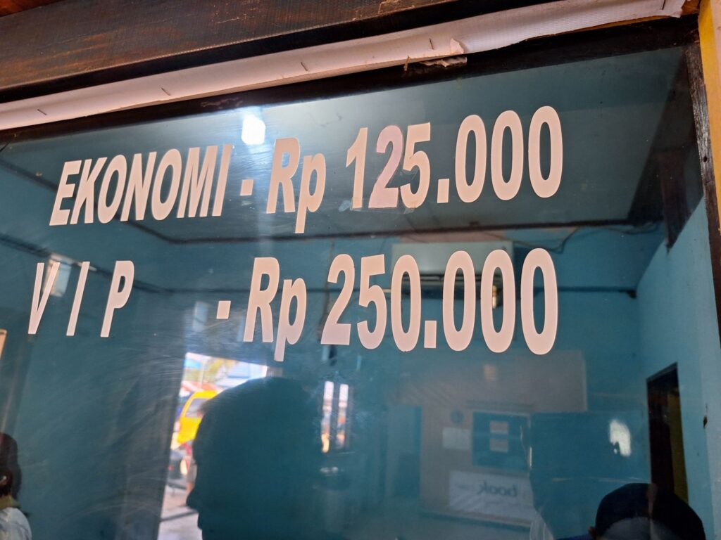 Ferry ticket prices from Sorong to Waisai