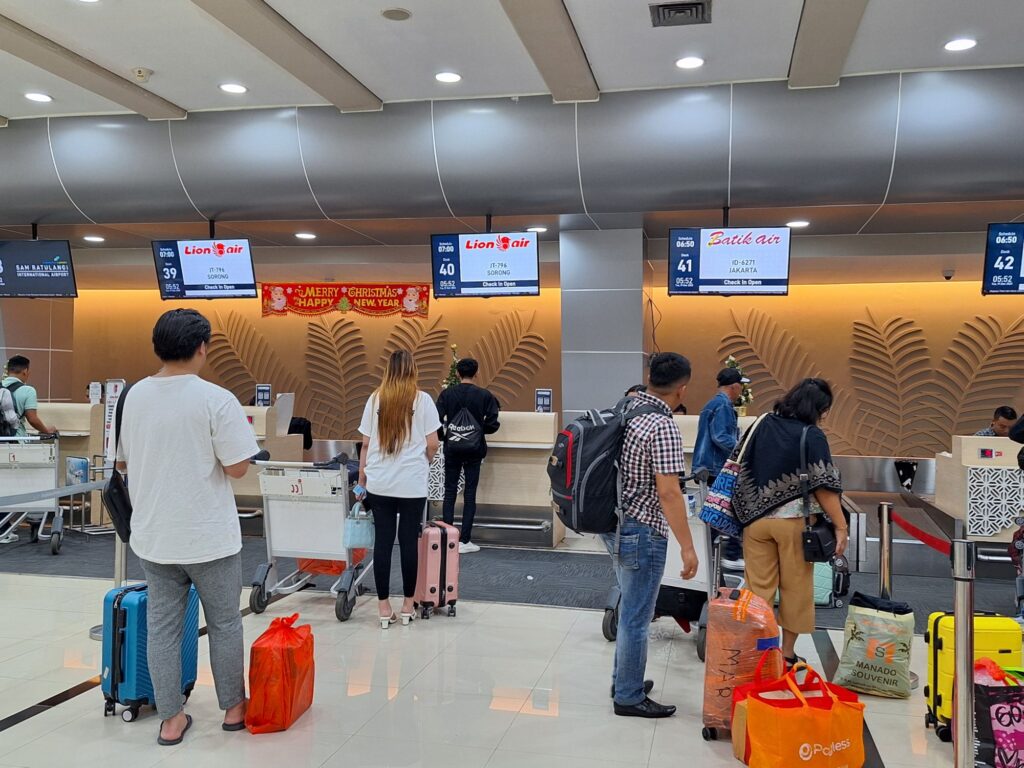 The check in counters in Jakarta airport for Sorong 