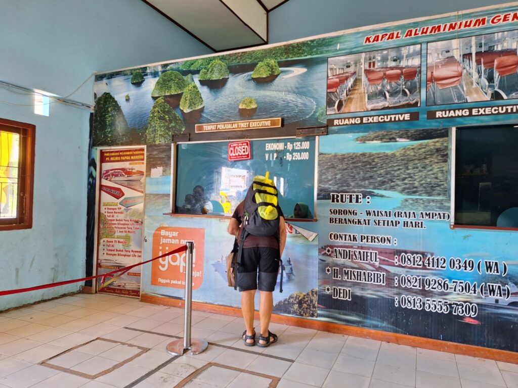 Ticket counter for the Ferry to Waisai 