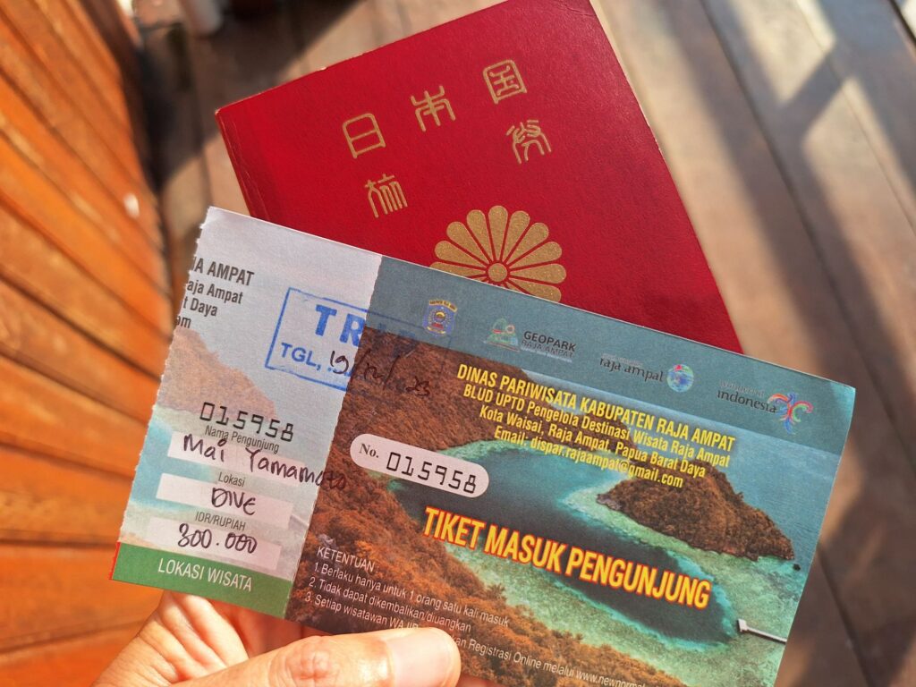 Ticket for entrance of Raja Ampat 