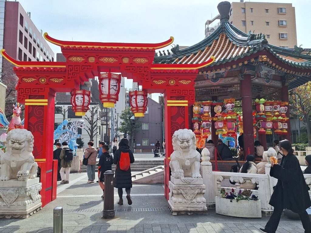 Chinese New Year decorations in Yokohama Chinatown