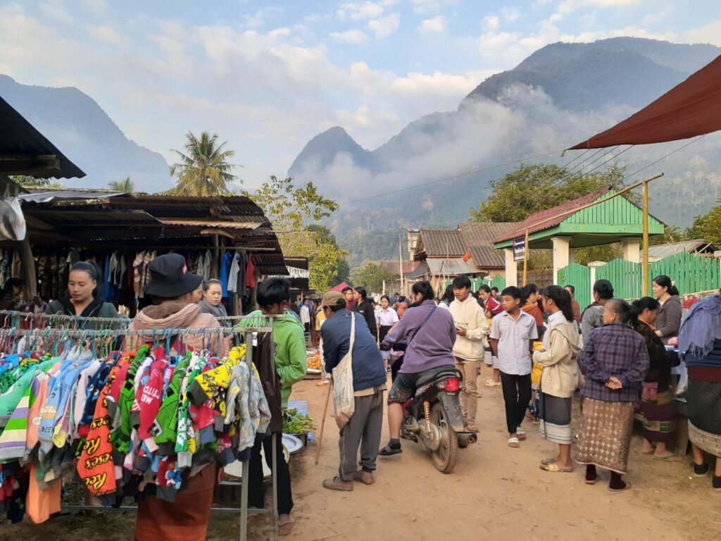 Morning Market Square in Muang Ngoy