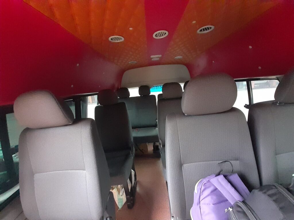 Inside of minivan from Savannakhet to Pakse