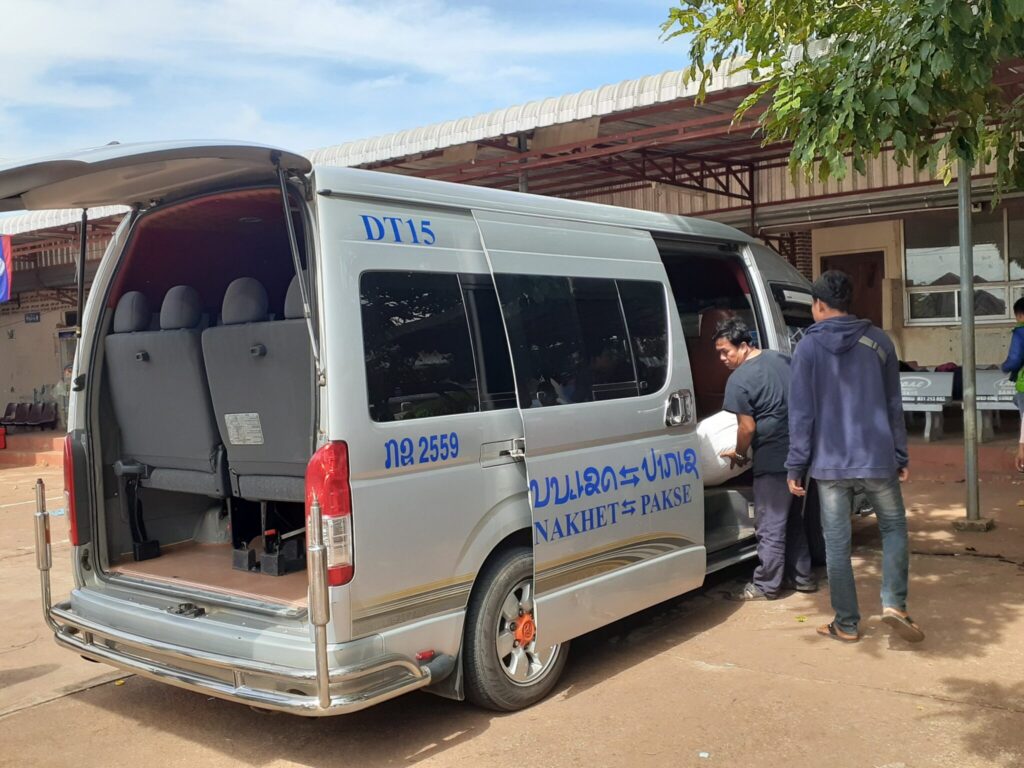 Arriving at Pakse bus station