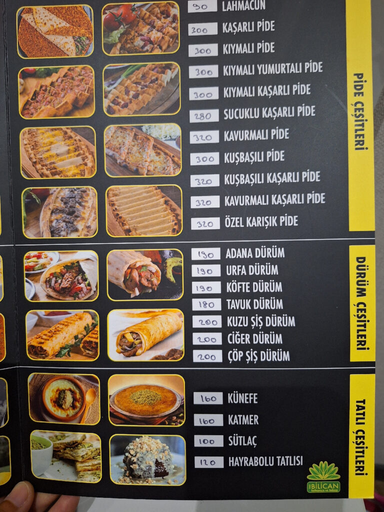 Food menu in the room in Heaven Premium Hotel Istanbul Airport
