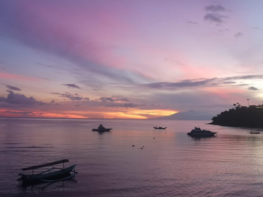 Sunrise  from our balcony in Sunrise Cafe & Bungalows