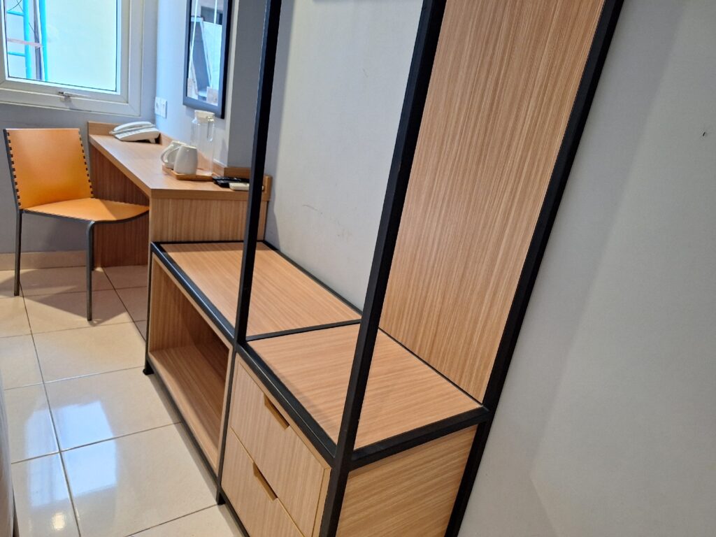 The storage space in our room in Studio One Thamrin Hotel