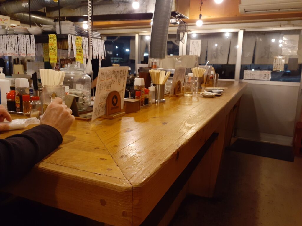 The counter of Japanese standing bar Tachinomi