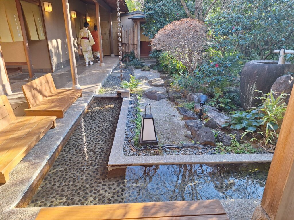 Footbath area in a Japanese traditional Ryokan