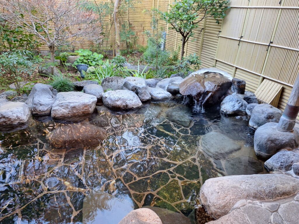 A private Onsen Hot Spring bath in Japanese Ryokan