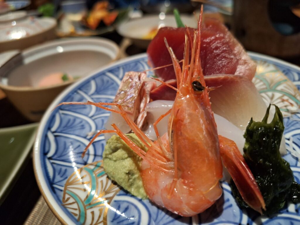 Prawn and tuna sashimi