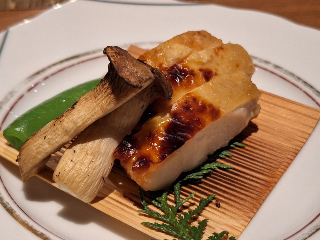 Grilled chicken with Yozu flavour and mushroom as dinner in a Japanese traditional Onsen Ryokan