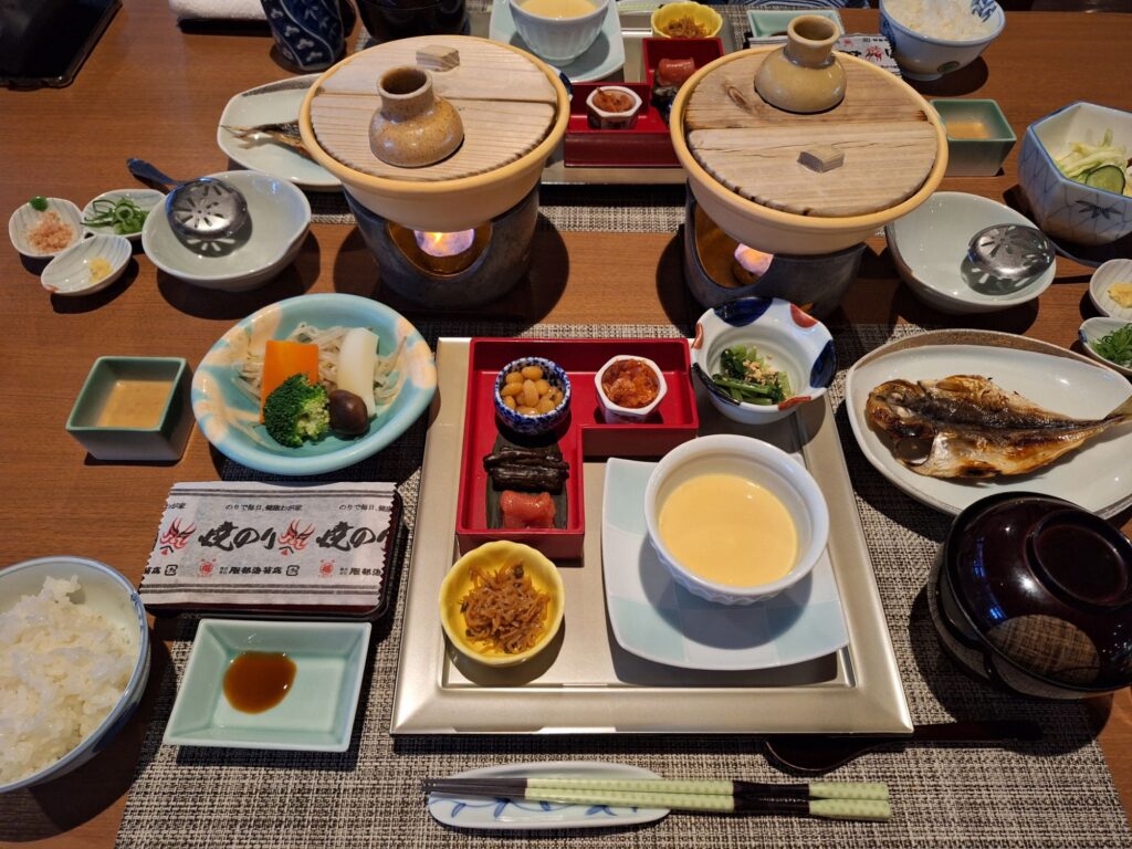Breakfast in the Japanese traditional Onsen Ryokan