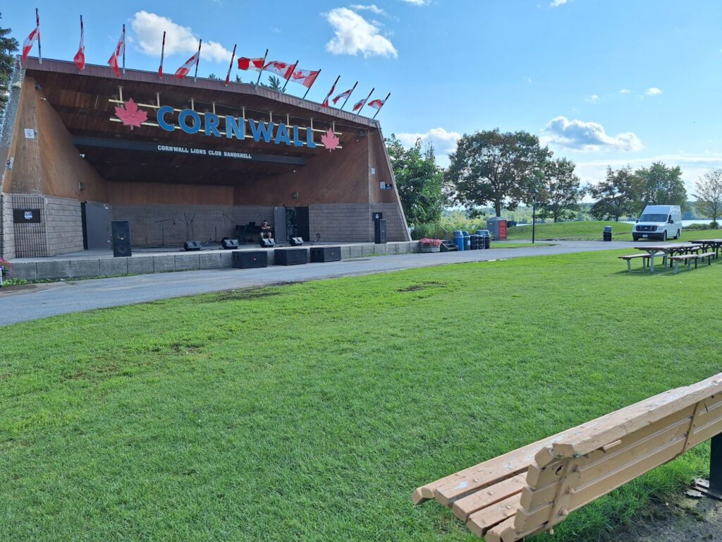 the stage by the river in Cornwall
