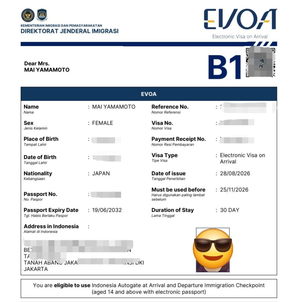 Indonesian electronic Arrival Visa (e-VOA)
