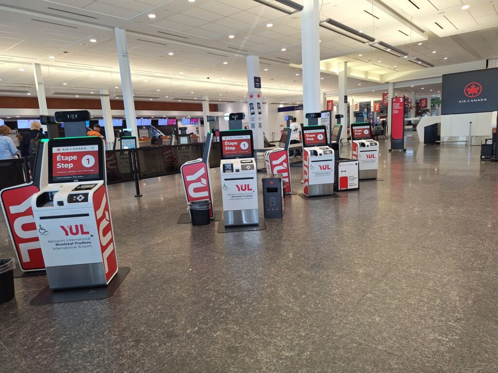 Check-in machines in Montreal airport
