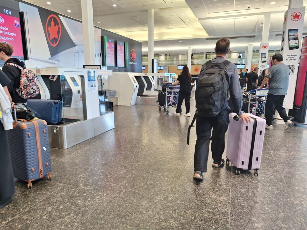 Bag dropping area in Montreal airport