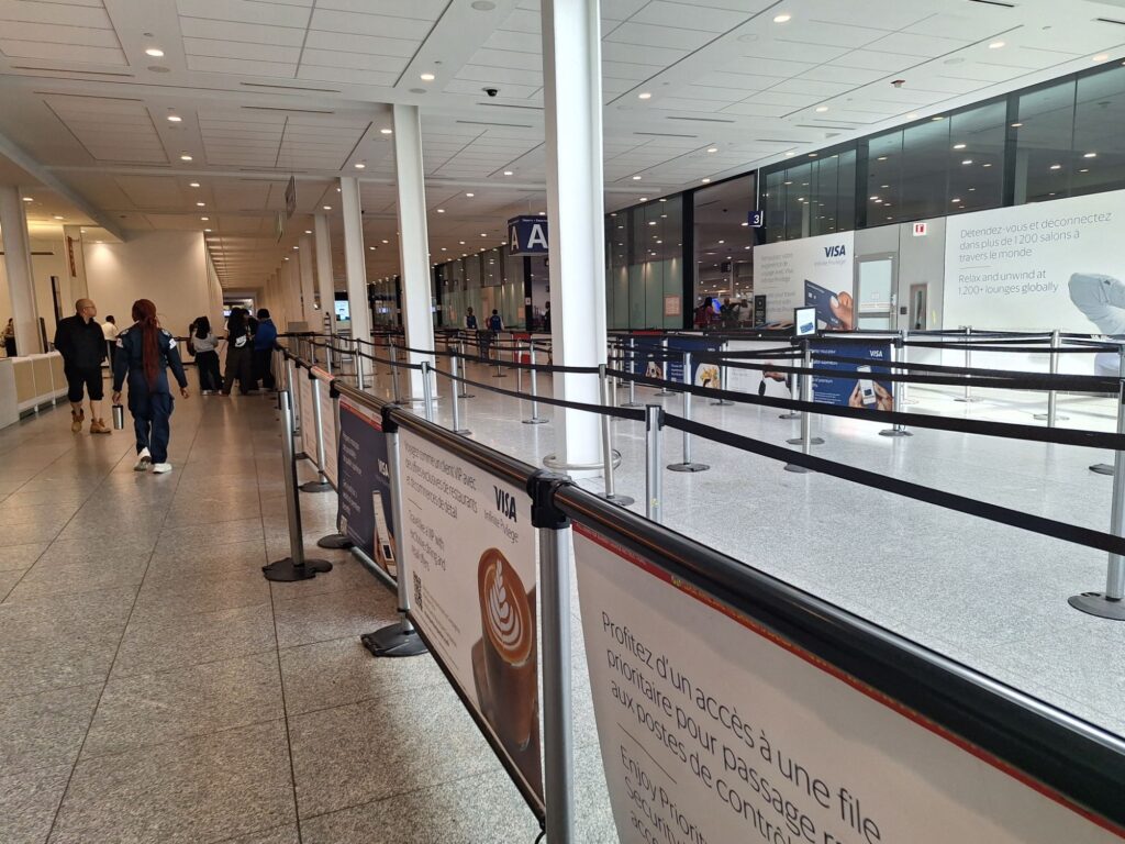 Security check area in Montreal airport