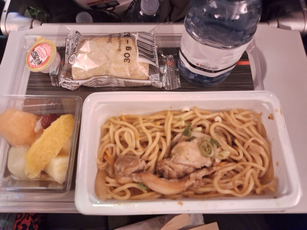Chicken noodles as inflight meal AC5