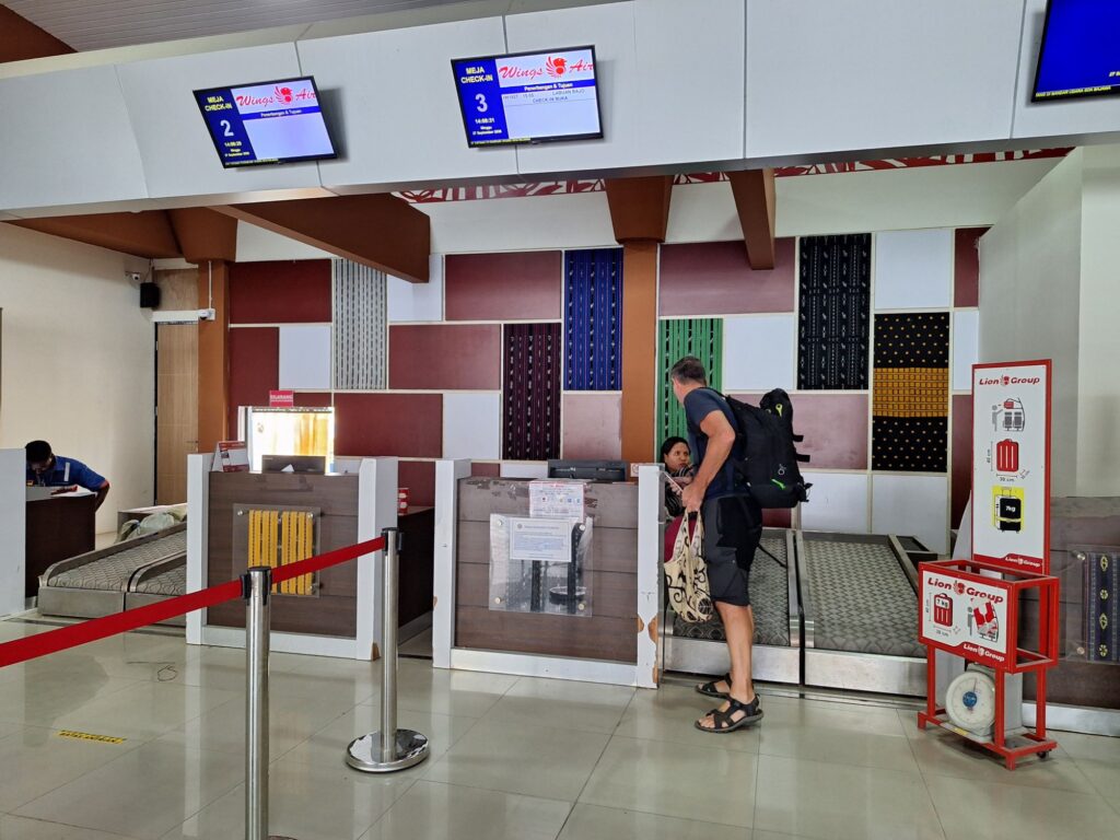 Wings Air check-in counter in Bajawa airport