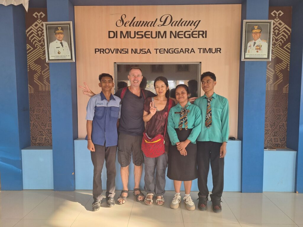 Student guides and us in NTT Regional Museum
