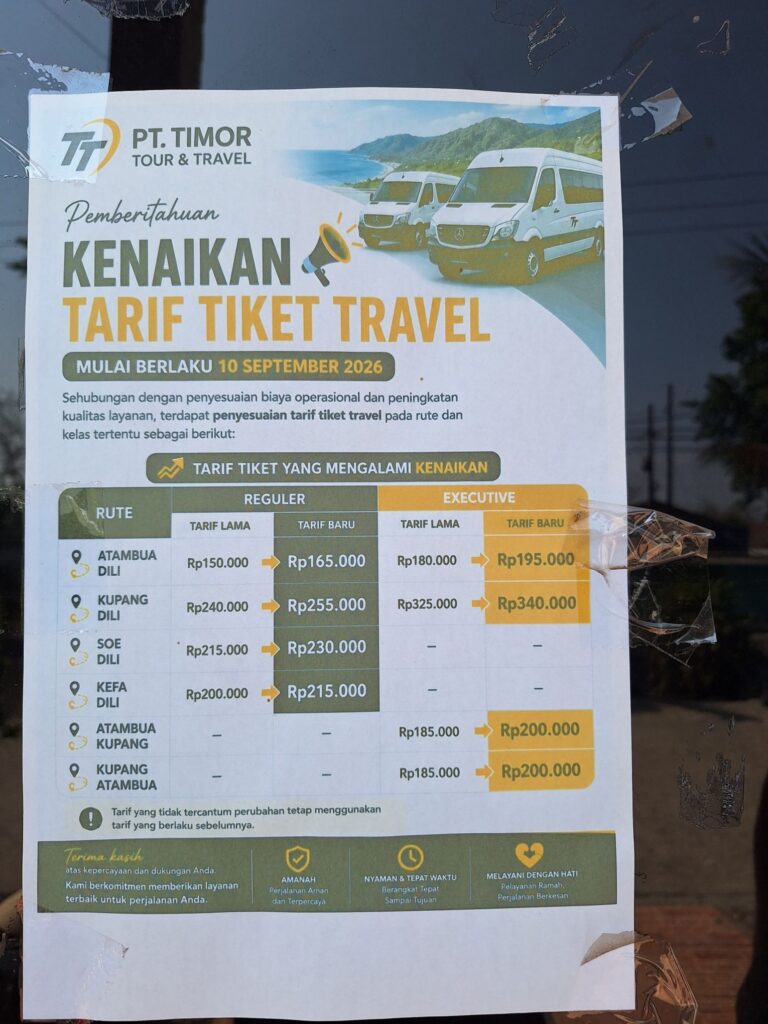 Ticket prices of Timor Travel 