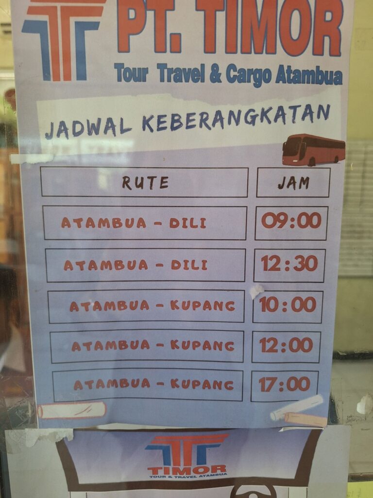 Bus schedule of Timor Travel 
